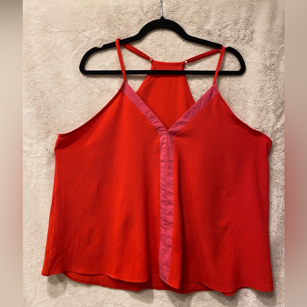 Red racer back tank top